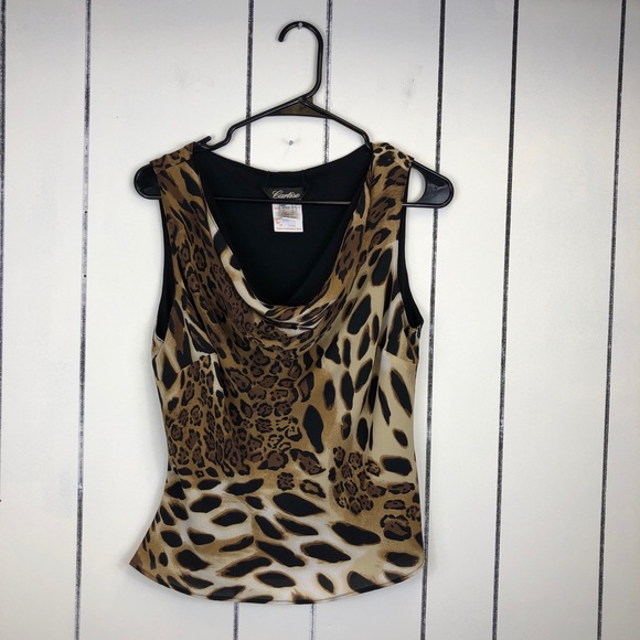 Vintage Leopard Print Drape Front Tank Sz 8 - Picture 2 of 7